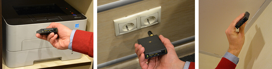 Example of iProtect 1203 RF Detector during a sweeping demonstration