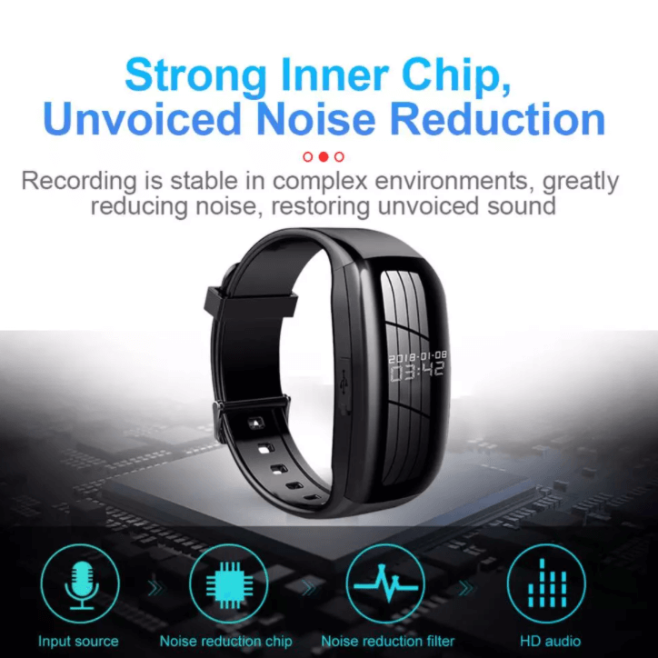 Montre Enregistreur Vocal Avec Bluetooth - Réduction De Bruit, Podomètre, Lecteur MP3 32 Go | Idéale Pour Le Sport Et L'enregistrement Discret - 7