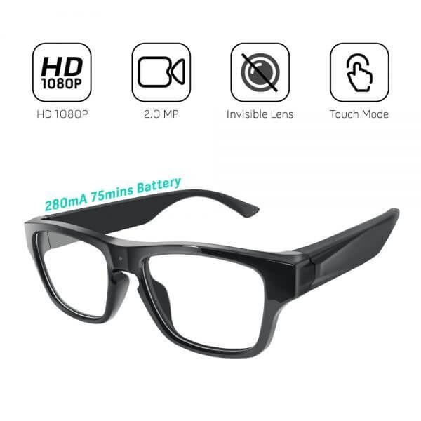 1080P Glasses Mini DVR with 2 batteries