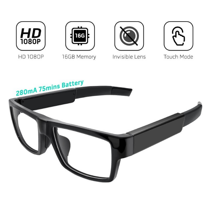 Full HD 1080P Eyeglasses Mini DVR with 16GB built in memory 